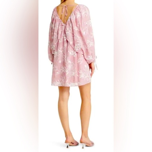 BTFL - Life Cheryl Long Cape Effect Embroidered Babydoll Mini Dress - Picture 2 of 6